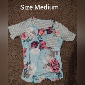 Floral and Striped Nursing Shirt